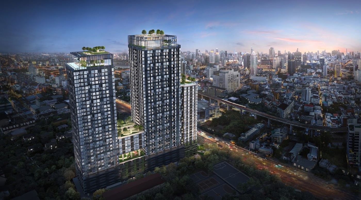 XT Phayathai by Sansiri bird's eye view - completed 40-floor condo Phayathai Bangkok BTS ARL connected