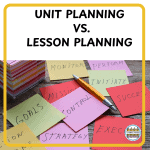 Unit planning vs lesson planning graphic for teachers
