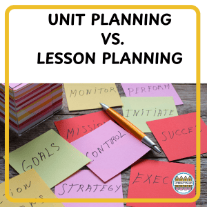 Unit planning vs lesson planning graphic for teachers