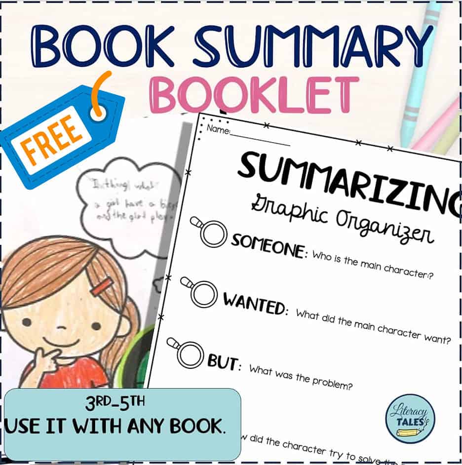 Educational book summary booklet for students to organize key story elements.