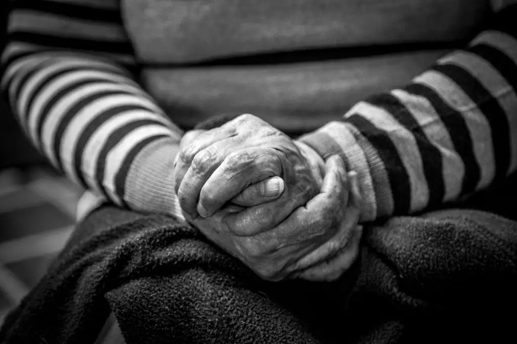 Elderly person recieving home care in Commerce City, CO