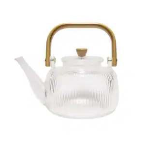 Lize Mouton Collection Textured Glass Teapot with Bamboo Handle