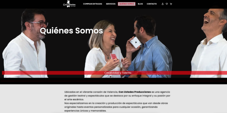 captura de pantalla de página diseñada de Con ustedes Producciones