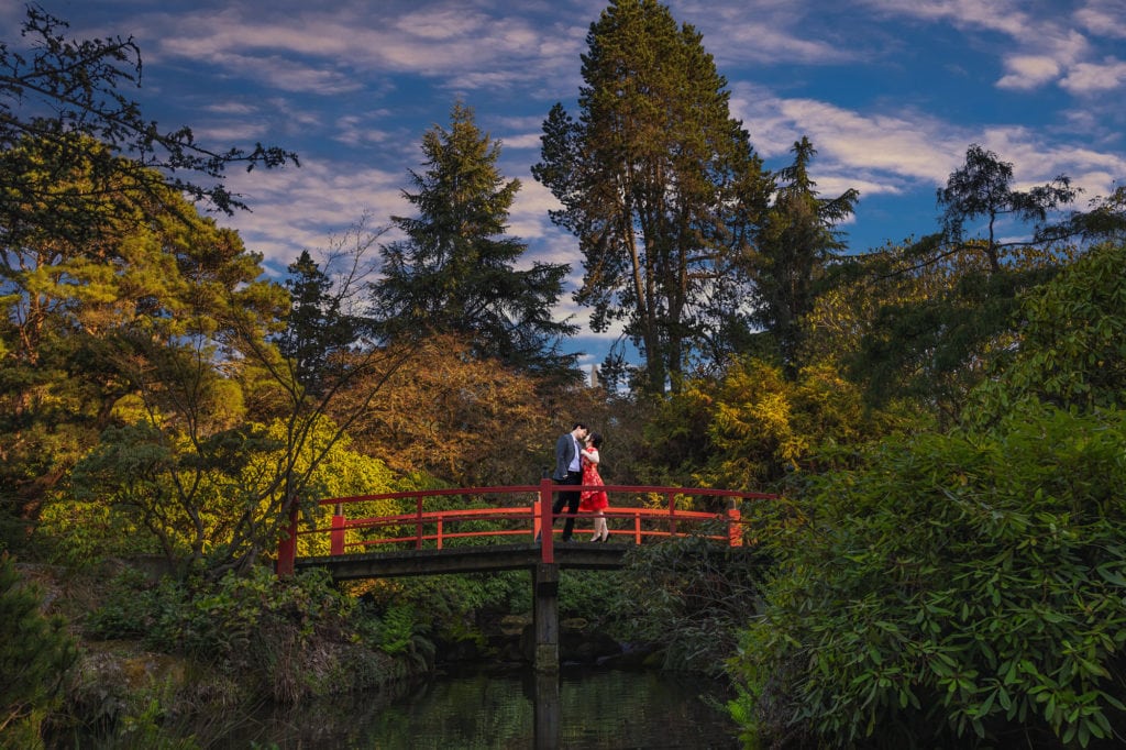 Engagement photos at Kubota Garden