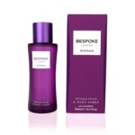 Flacon de parfum pour femme Bespoke London avec design violet et boîte assortie.