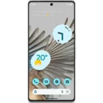 Bannière de smartphone avec météo, date et applications Google.