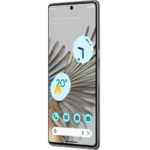 Smartphone moderne avec écran tactile et widgets météo, calendrier et applications.