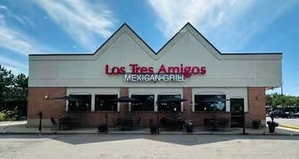 Exterior view of Las Tres Amigos Mexican Grill restaurant.