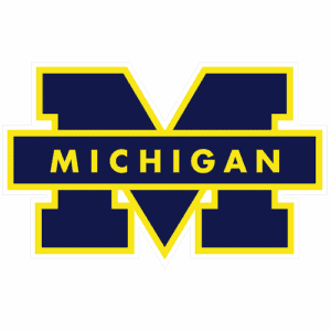 Michigan Wolverines logo representing college sports and university branding in Michigan.