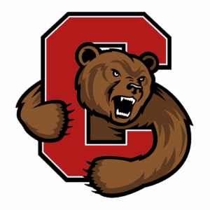 Brady Bouchard logo with a fierce bear and red college letter.