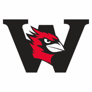Red bird mascot logo for university athletics and school branding, student sports, and college page designs.