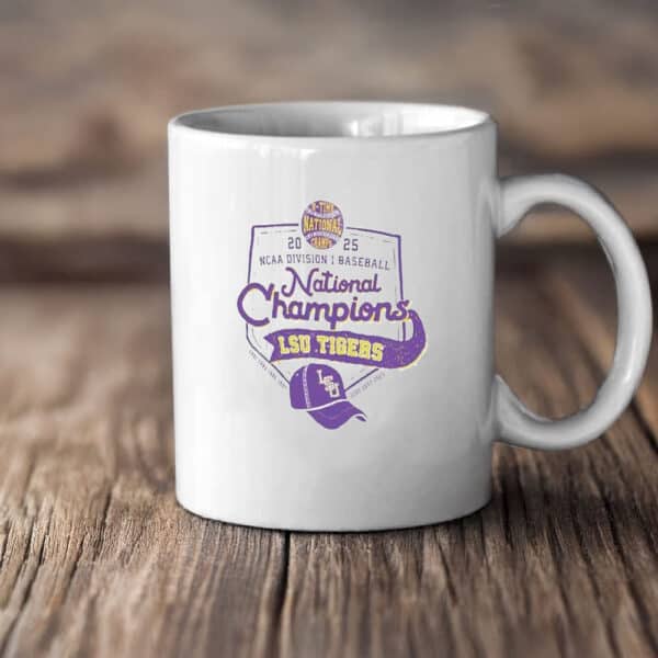 8-Time College World Series Champs with Cap & Homeplate Design, LSU Tigers 2025 Baseball National Champions Mug