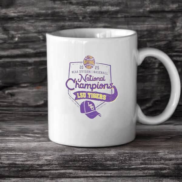 8-Time College World Series Champs with Cap & Homeplate Design, LSU Tigers 2025 Baseball National Champions Mug