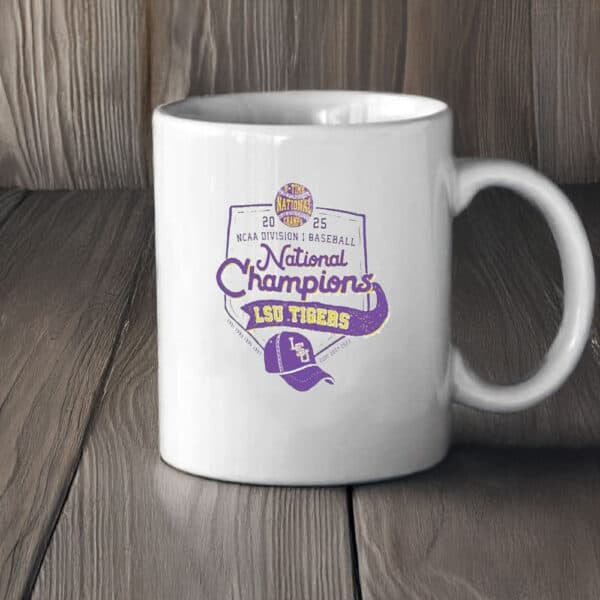 8-Time College World Series Champs with Cap & Homeplate Design, LSU Tigers 2025 Baseball National Champions Mug