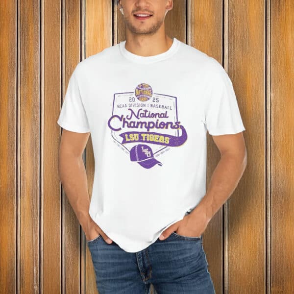 College World Series Home Plate Design, LSU Tigers 2025 8-Time National Champions Shirt