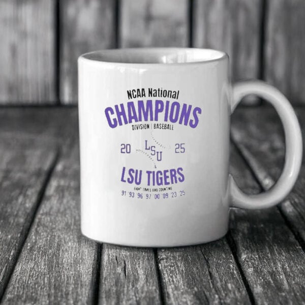 Division Baseball Victory – 8-Time Champs Coffee Cup, LSU Tigers 2025 National Champions Mug