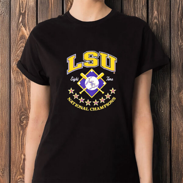 Eight-Time Champs Baseball Tee, LSU Tigers 2025 National Champions Shirt