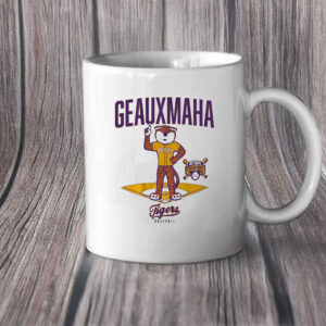 Geauxmaha Mascot on Diamond Design, LSU Tigers Baseball 2025 National Champions Mug