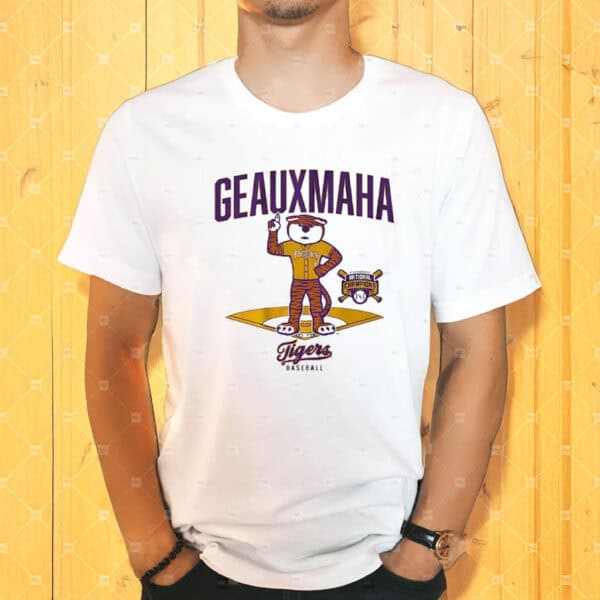 LSU Tigers Baseball 2025 National Champions Geauxmaha Mascot Diamond T-Shirt