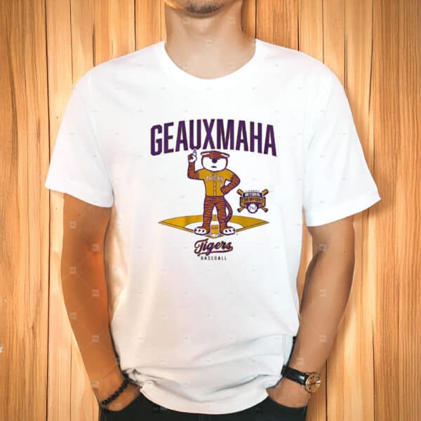 LSU Tigers Baseball 2025 National Champions Geauxmaha Mascot Diamond T-Shirt