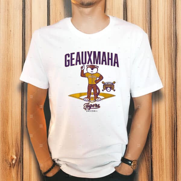 LSU Tigers Baseball 2025 National Champions Geauxmaha Mascot Diamond T-Shirt