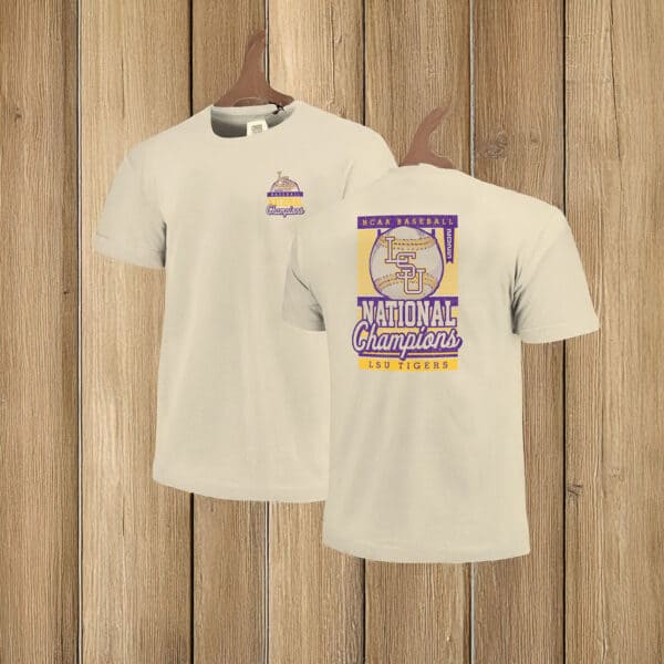 LSU Tigers Image One 2025 Baseball National Champions Pinstripe T-Shirt