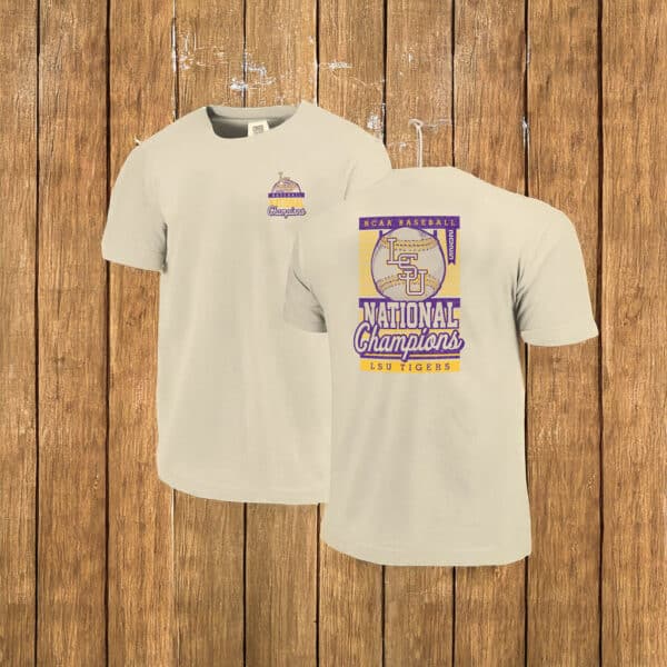 LSU Tigers Image One 2025 Baseball National Champions Pinstripe T-Shirt