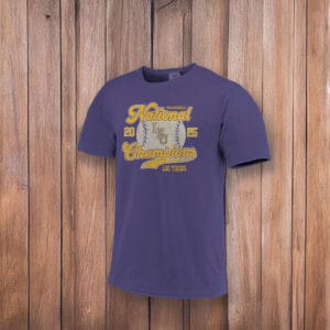LSU Tigers Image One Baseball 2025 National Champions Script T-Shirt