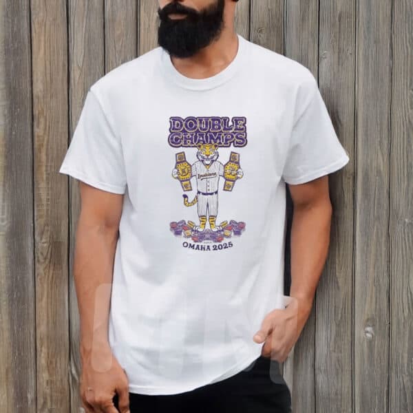 Louisiana Baseball Victory Tee, LSU Tigers Double Champs Omaha 2025 Shirt