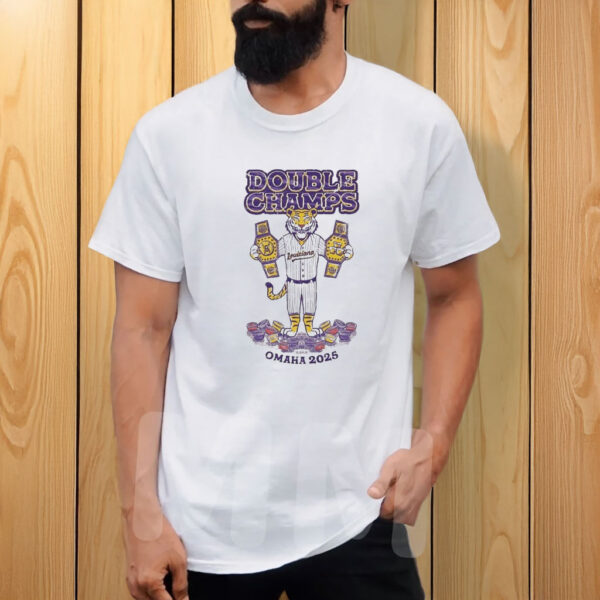 Louisiana Baseball Victory Tee, LSU Tigers Double Champs Omaha 2025 Shirt