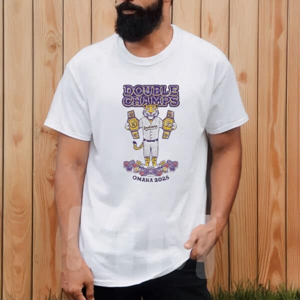Louisiana Baseball Victory Tee, LSU Tigers Double Champs Omaha 2025 Shirt