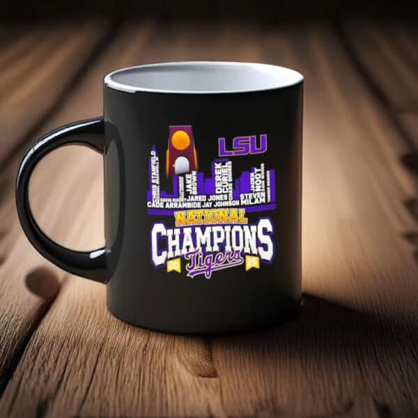 NCAA Baseball Victory with Team Names & Skyline Design, LSU Tigers 2025 National Champions Mug