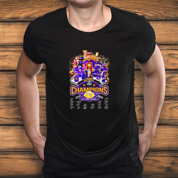 NCAA Champs Roster with Signatures Tee, LSU Tigers Baseball 2025 National Champions Shirt