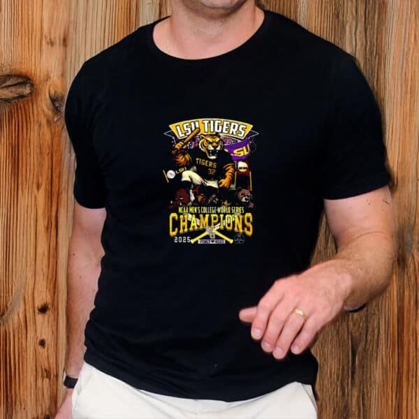NCAA Men’s College World Series Baseball Victory Tee, LSU Tigers 2025 National Champions T-Shirt