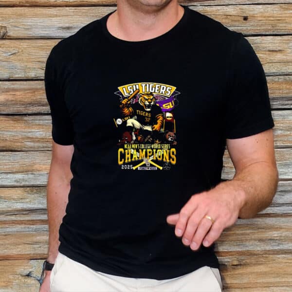 NCAA Men’s College World Series Baseball Victory Tee, LSU Tigers 2025 National Champions T-Shirt