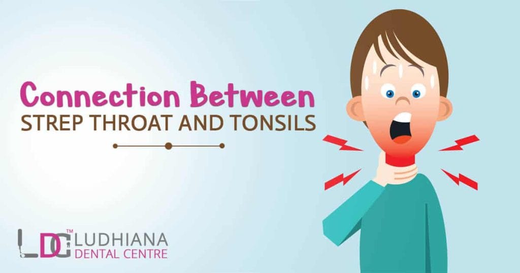 Sharp neck pain connected to sore throat and tonsils, caused by infection or inflammation.