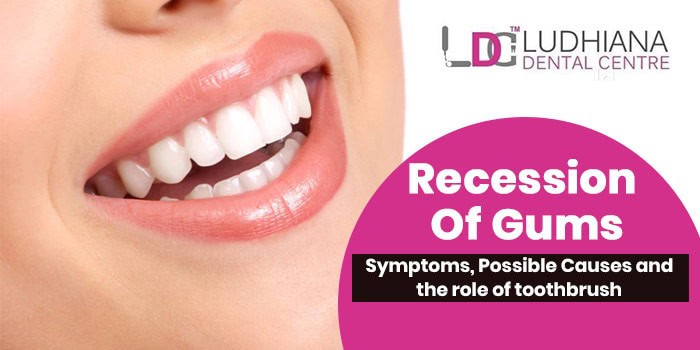 Healthy smile with open mouth showing teeth and gums, dental health care, Ludhiana Dental Centre, focus on gum recession treatment, orthodontics, and oral hygiene.