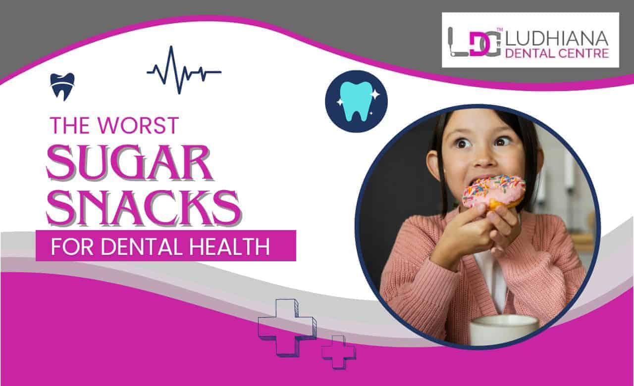 Unhealthy sugary snacks impacting dental health in children at Ludhiana Dental Centre.