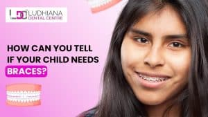 Clear image of a girl with braces explaining children's dental orthodontic needs.