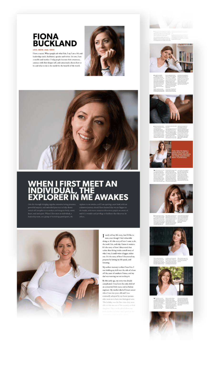 Fiona Buckland, a leadership coach and speaker, photographed by a London brand photographer.