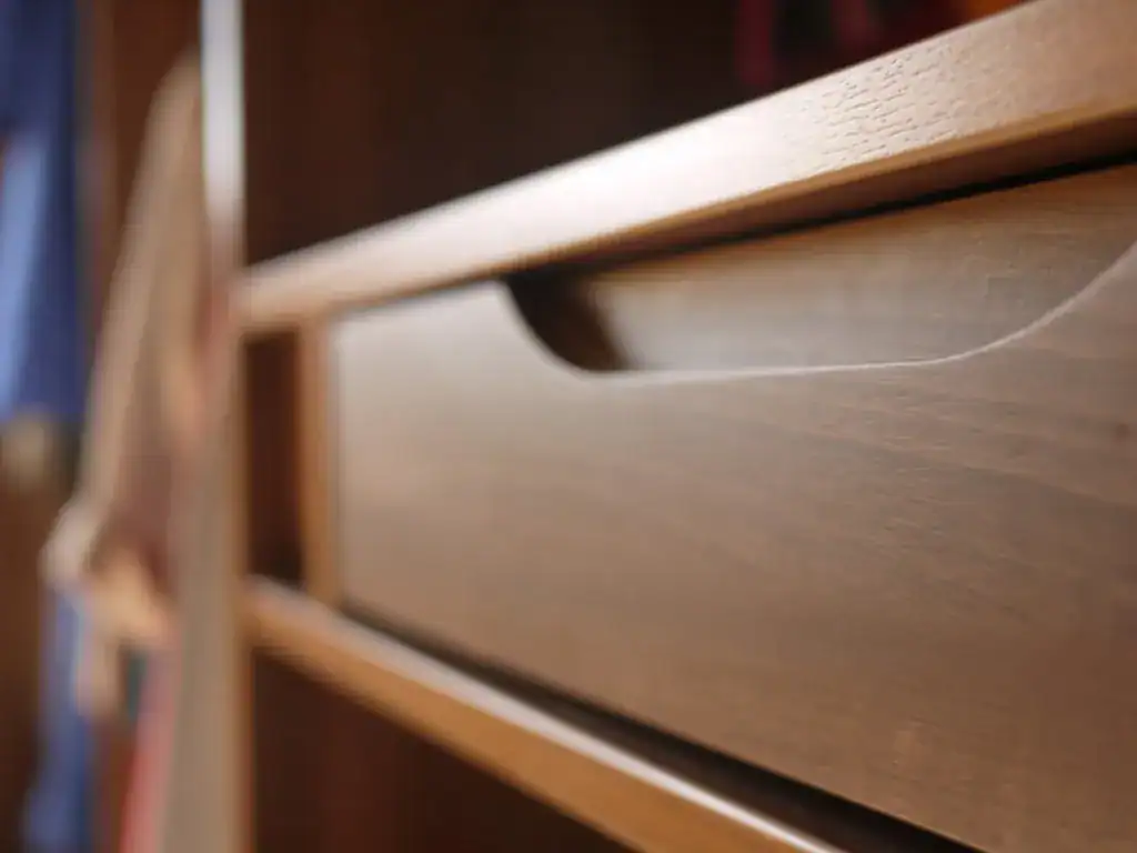 Wardrobe door close up wood