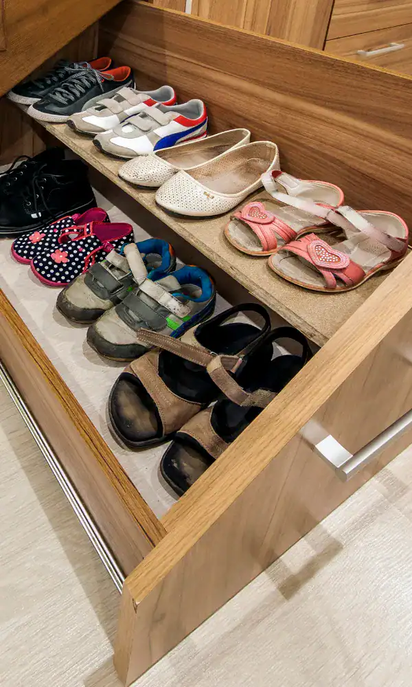 Comfortable children's footwear storage solutions for organised, stylish interiors.
