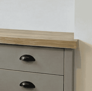Custom-made home office storage unit with drawers and wooden top.