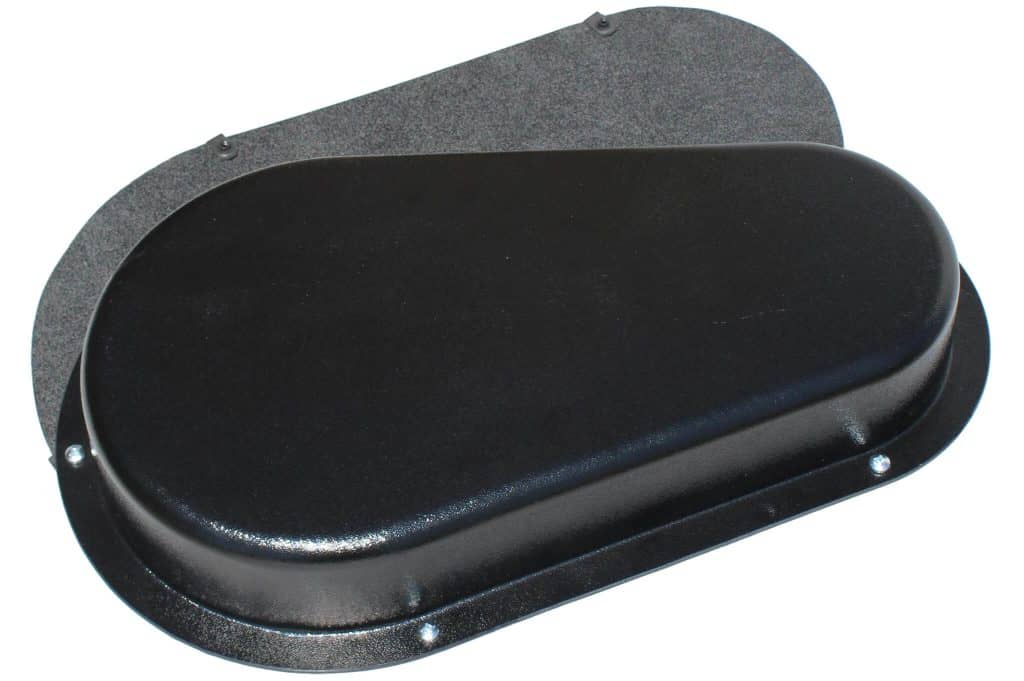 Industrial machine guard cover for safety and protection.