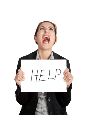 Woman with help sign