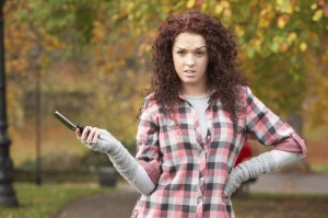 Frustrated writer texting