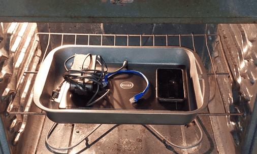 The product being introduced to the cooking element.