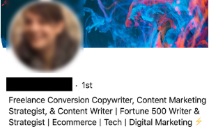 screenshot of linkedin headline for content marketing strategist