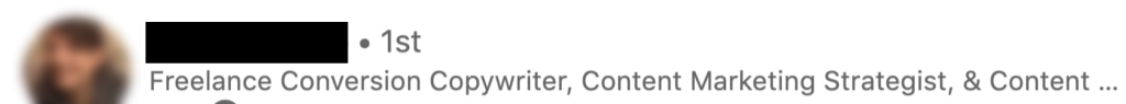 how a linkedin headline looks when commenting
