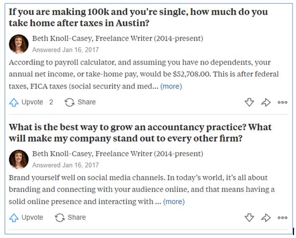 Freelance marketing on Quora